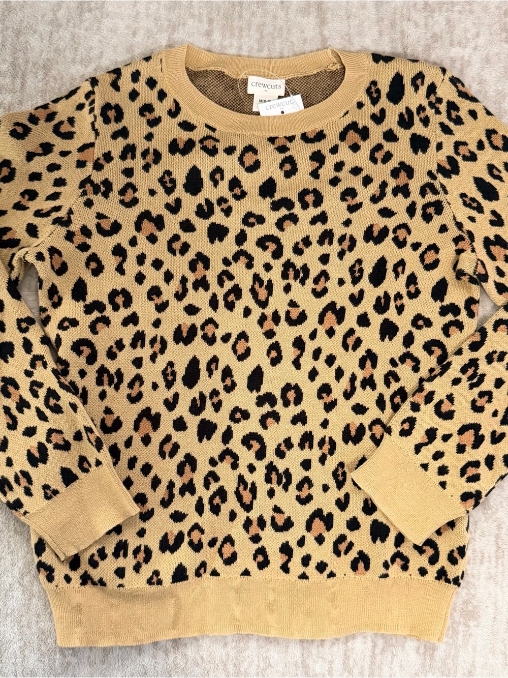 NWT Crewcuts Tan Leopard Print Crewneck Sweater